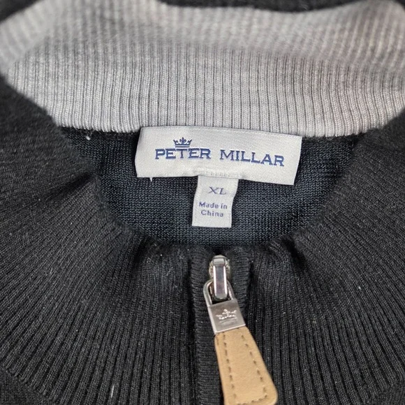 Peter Millar Cashmere Blend 1/4 Zip Pullover Sweater Mens XL Black Golf - Picture 3 of 8